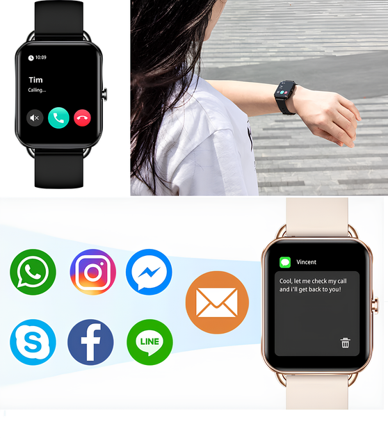 Женские умные часы UWatch для Android и IOS с функцией разговора и ответа на звонок водонепроницаемые Чёрный - изображение 8