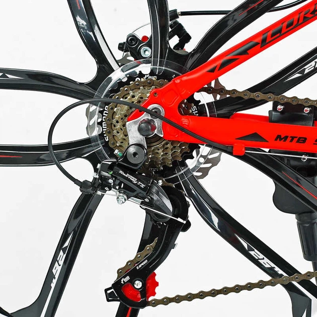 Велосипед Спортивный 26 дюймов Corso SPIDER SP-800 оборудование Shimano алюминиевая рама 13 дюймов 21 скорость. Black and Red (137796) - изображение 3