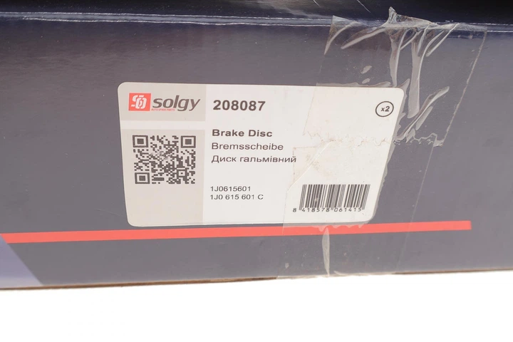 Диск гальмівний задній Skoda Fabia/Octavia/Roomster 98-/VW Golf IV 232x9 - 208087 SOLGY - зображення 5
