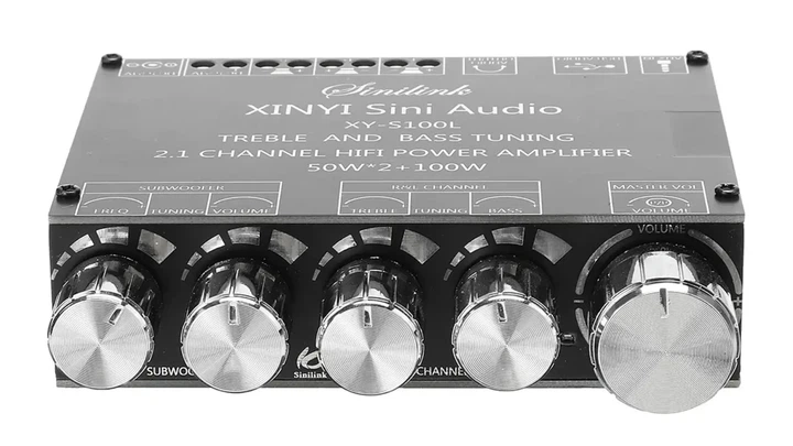 Аудио усилитель TPA3116 2.1, 8-26В 5А, 2x50Вт + 100Вт (стерео + сабвуфер) Bluetooth 5.0, AUX, USB, XY-S100L - Фото 2 Аудио усилитель TPA3116 2.1, 8-26В 5А, 2x50Вт + 100Вт (стерео + сабвуфер) Bluetooth 5.0, AUX, USB, XY-S100L - изображение 2