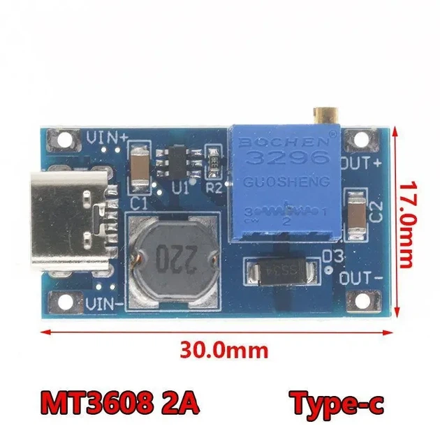 MT3608 TYPE-C стабилизатор модуль повышающий DC/DC - Фото 1 MT3608 TYPE-C стабилизатор модуль повышающий DC/DC - изображение 1