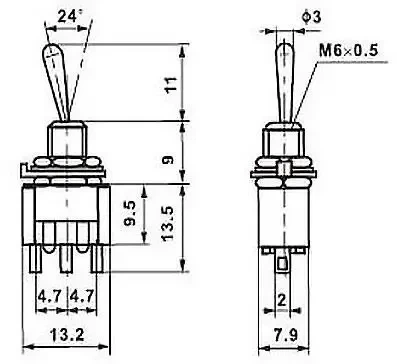 Тумблер MTS-102 3-контактный, 2-позиционный 6мм - изображение 4