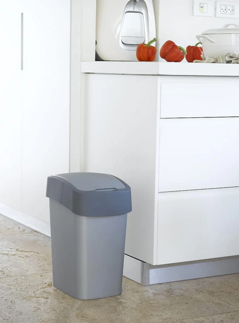 Кошик для сміття Curver Flip Bin срібно-графітовий 25 л (3253922171038) - зображення 2