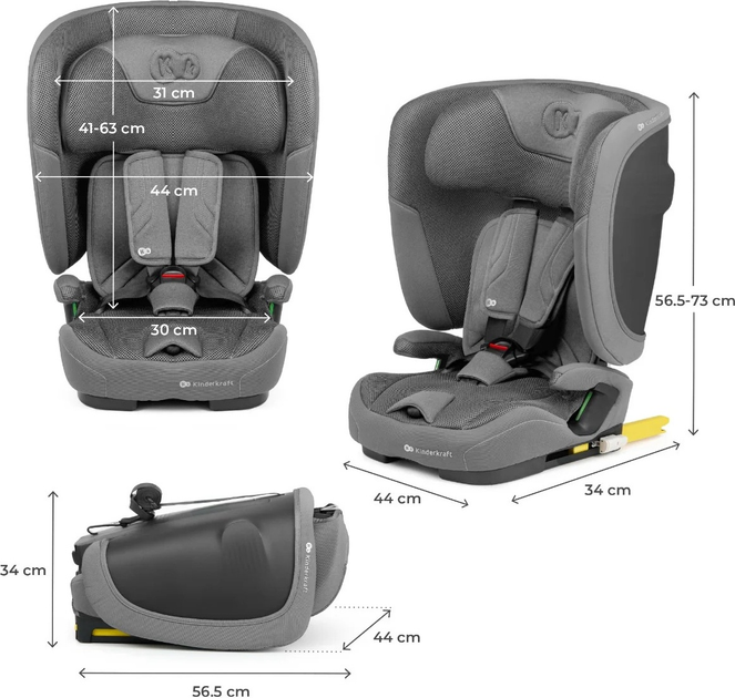 Fotelik samochodowy Kinderkraft Fix2Go i-Size Grey (KCFI2GO0GRY0000) - obraz 12