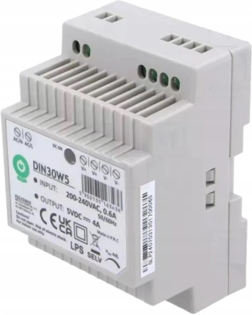 Transformator do lamp POS DIN Rail PSU 5V/4A (DIN30W5) - obraz 1