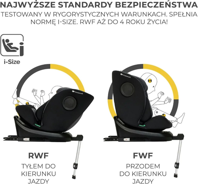 Fotelik samochodowy Kinderkraft I-360 i-Size Black (KCI36000BLK0000) - obraz 5