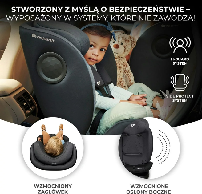 Fotelik samochodowy Kinderkraft I-360 i-Size Black (KCI36000BLK0000) - obraz 9