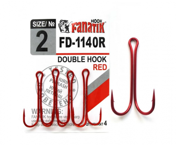 Двойной крючок Fanatik FD-1140 Red № 2 Красный - Фото 2 Двойной крючок Fanatik FD-1140 Red № 2 Красный - изображение 2