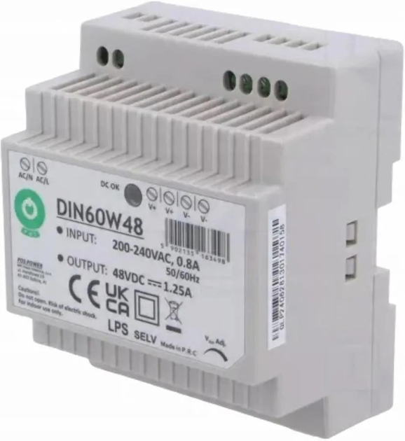 Transformator do lamp POS DIN Rail PSU 48V/1.25A (DIN60W48) - obraz 1