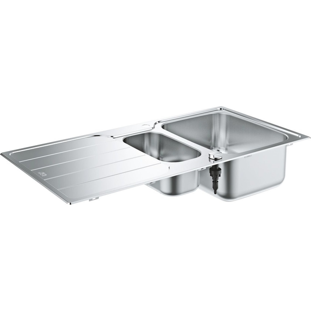 Мийка кухонна Grohe K500, нерж.сталь, прямокут., з крилом, 1000x500x200мм, чаша - 2, врізна, нержавіюча сталь - изображение 2
