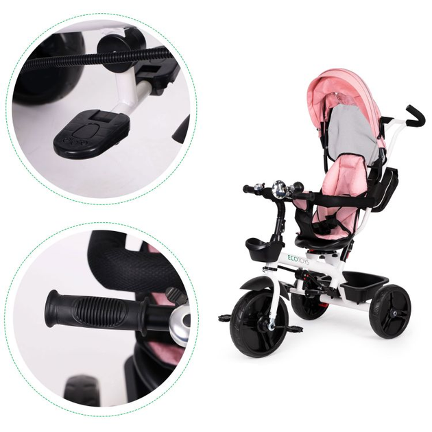Триколісний велосипед EcoToys з поворотним сидінням 360°JM-322 Рожевий (5903769974221) (955555911835823) - Уцінка - зображення 5