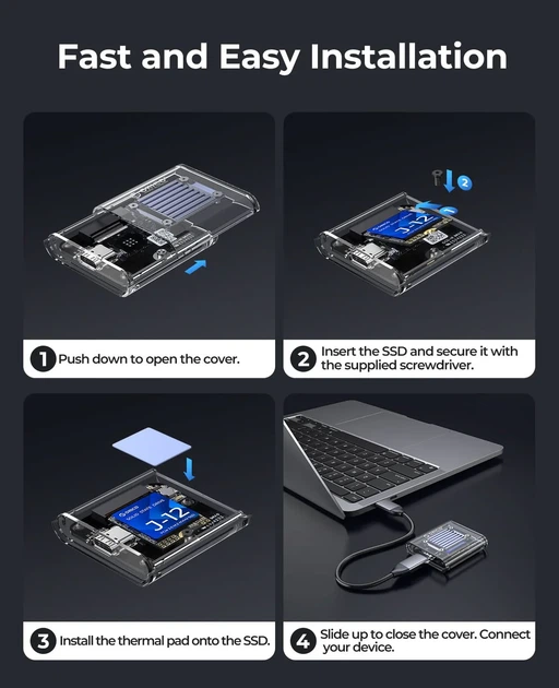 Кишеня ORICO Transparent 10Gbps M.2 2230 SSD NVMe - зображення 3