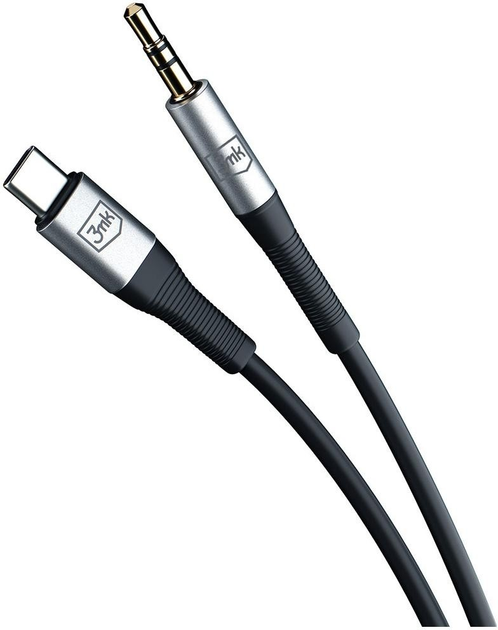 Кабель 3MK AUX USB-C - Jack 3.5 mm 1 m Black (5903108528788) - зображення 4