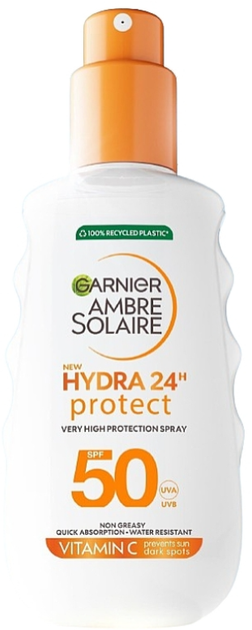 Spray przeciwsłoneczny Garnier Ambre Solaire Hydra 24h SPF 50 150 ml (3600542624695) - obraz 1