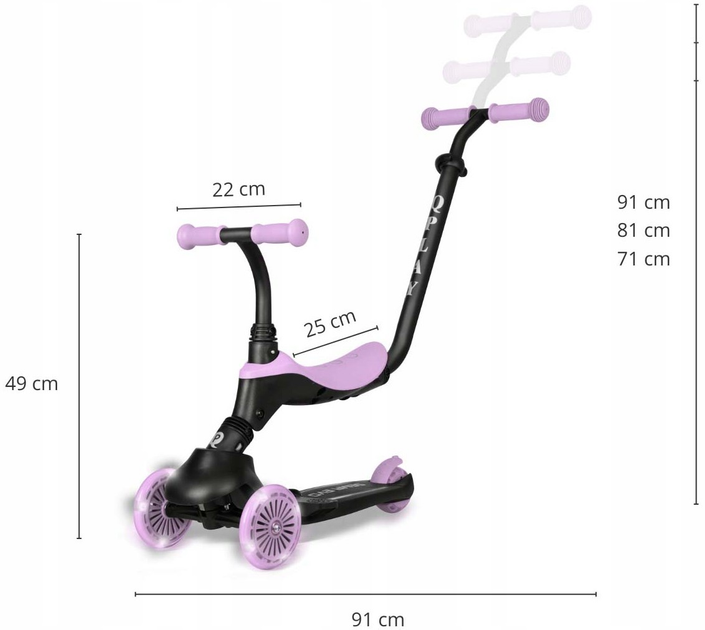 Hulajnoga dziecięca Qplay Sema Evo 3 w 1 Violet (5061047482056) - obraz 6