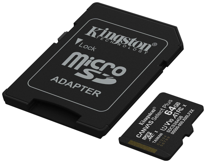 Karta pamięci Kingston Canvas Select Plus Gen3 microSDXC 64GB Class 10 UHS-I U1 V10 A1 + SD-adapter (SDCS3/64GB) - obraz 2