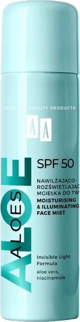 Mgielka do twarzy AA Cosmetics Aloes nawilżająco-rozświetlająca SPF50 100 ml (5900116100043) - obraz 1