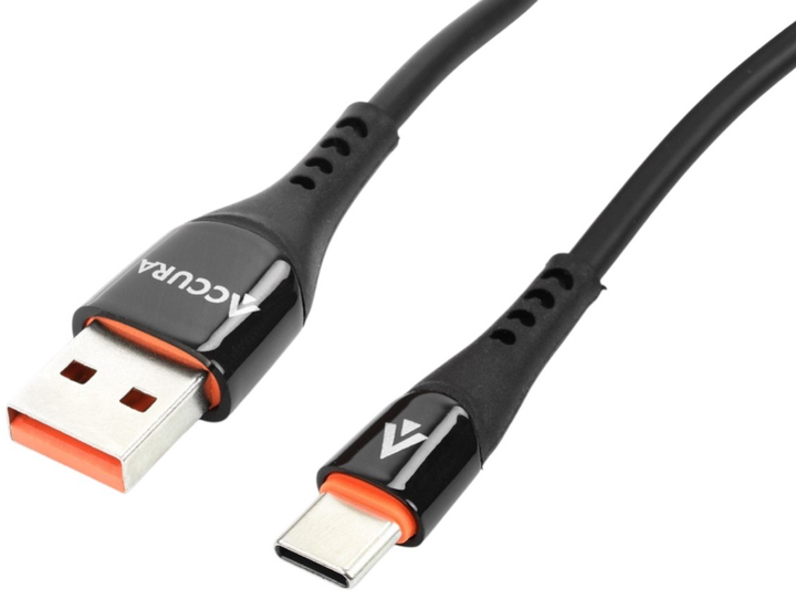 Kabel Accura USB Type-A - USB Type-C 2 m Rubber 5V/2A Black (5904726953280) - obraz 1