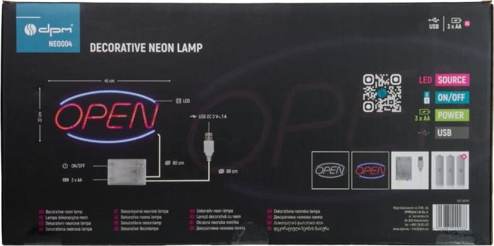 Декоративна неонова LED вивіска DPM Open 45 x 22 см (5906881229286) - зображення 8