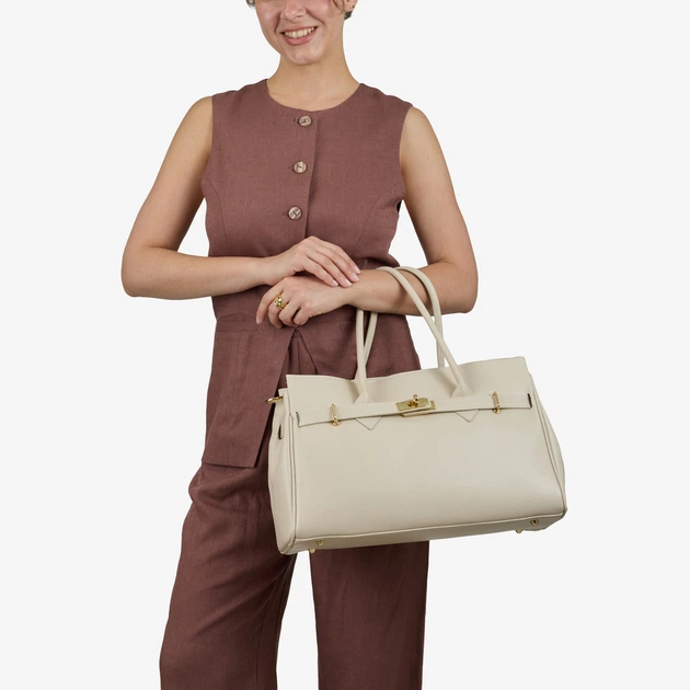 Сумка жіноча шкіряна тоут велика Regina Notte Tote 4020 Бежевий - Фото 2 Сумка жіноча шкіряна тоут велика Regina Notte Tote 4020 Бежевий - зображення 2