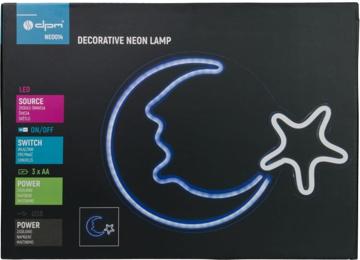 Декоративна неонова LED вивіска DPM Місяць 38 x 28.5 см (5906881229323) - зображення 6