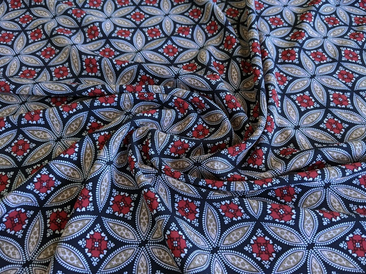 Ткань Софт геометрическая мозаика, бордовый с бежевым, пог. м. (ф53, 12304, д7 цв1) - Фото 1 Ткань Софт геометрическая мозаика, бордовый с бежевым, пог. м. (ф53, 12304, д7 цв1) - изображение 1