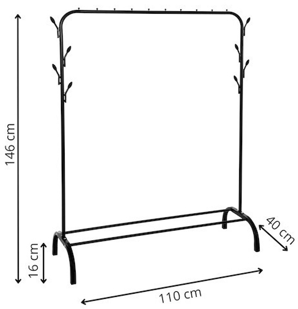 Вішалка для одягу Springos HA7456 чорна 146 x 110 x 40 см (5907719473031) - зображення 4