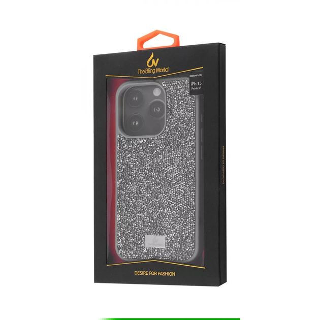 Защитный чехол для iPhone 15 Pro Max, Bling World Rock Diamond, термопластичный поликарбонат, Black titanium - изображение 2