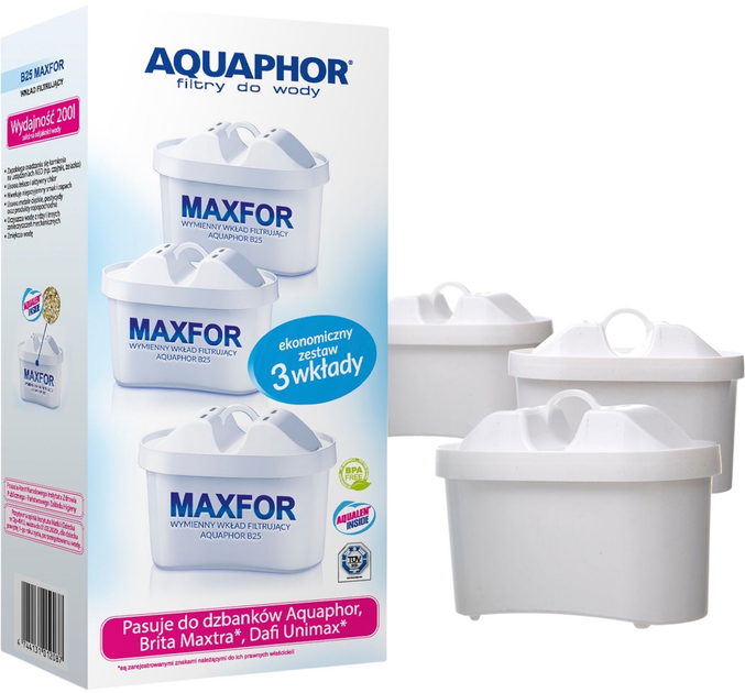 Wkład do dzbanków filtrujących Aquaphor Maxfor B100-25 3 szt (516526) - obraz 1