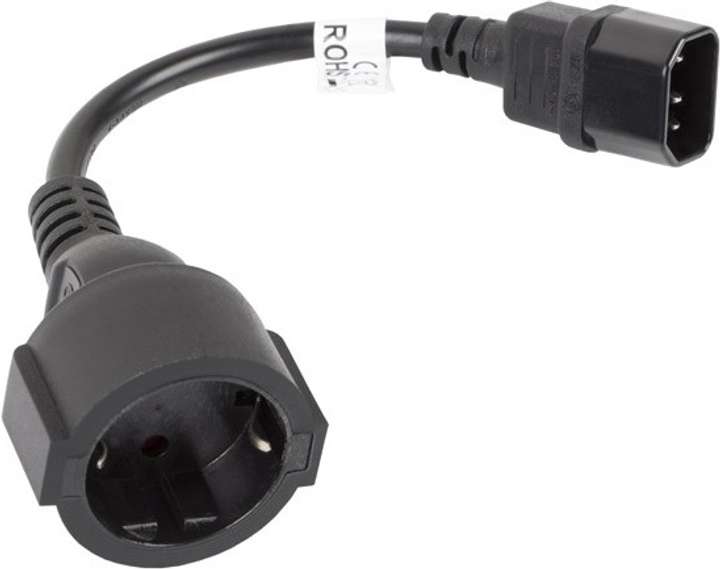 Adapter Lanberg C14 - Schuko 0.2 m Black (CA-C14E-10CC-0018-BK) - obraz 2