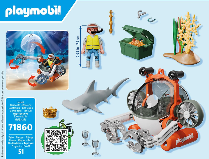 Набір із фігурками Playmobil Полювання за скарбами на підводному човні 51 шт 71860 (4008789718600) - зображення 6