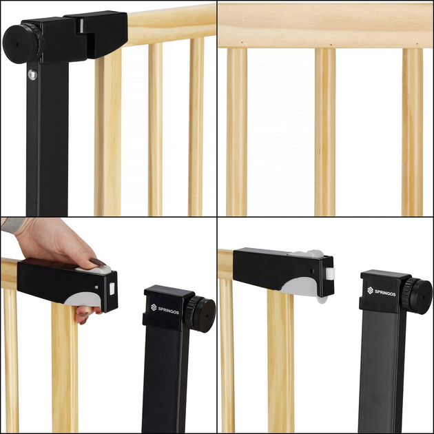 Bramka ochronna Springos brązowo-czarna 75-124 cm (5907719470597) - obraz 5