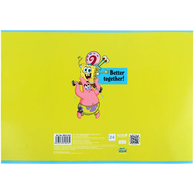 Набір альбомів для малювання Kite SpongeBob SquarePants 24 аркуші A4 на скобі 12 шт (SB25-242) - Фото 10 Набір альбомів для малювання Kite SpongeBob SquarePants 24 аркуші A4 на скобі 12 шт (SB25-242) - зображення 10