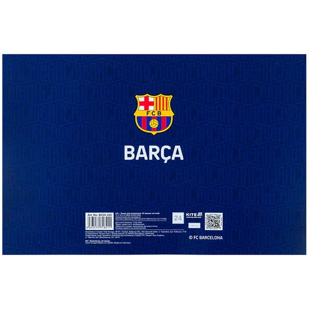 Набір альбомів для малювання Kite FC Barcelona 24 аркуші A4 на скобі 12 шт (BC25-242) - зображення 6