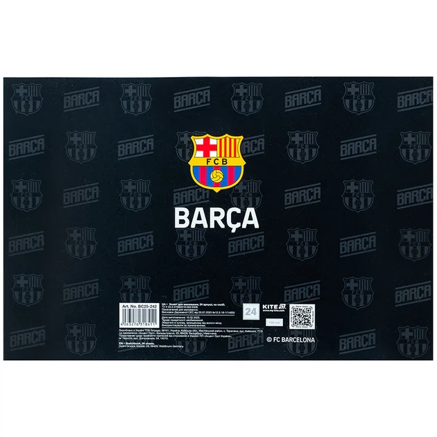 Набір альбомів для малювання Kite FC Barcelona 24 аркуші A4 на скобі 12 шт (BC25-242) - зображення 8