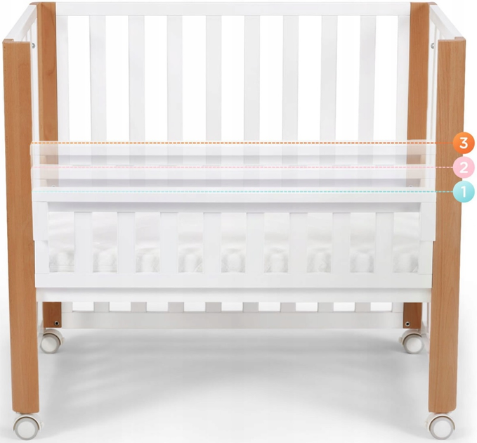 Drewniane łóżeczko Kinderkraft Koya z funkcją kojca i materacem Białe (5902533914807) - obraz 9