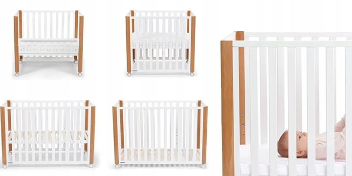 Drewniane łóżeczko Kinderkraft Koya z funkcją kojca i materacem Białe (5902533914807) - obraz 8