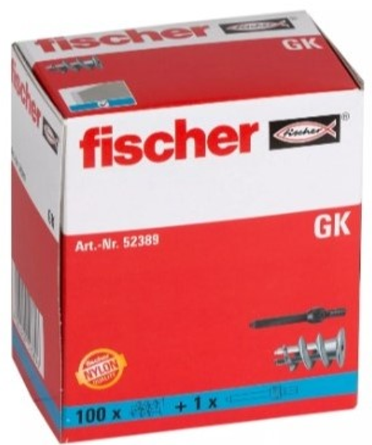 Zestaw kołków Fischer do płyt gipsowo-kartonowych GK 100 szt. (4006209523896) - obraz 1