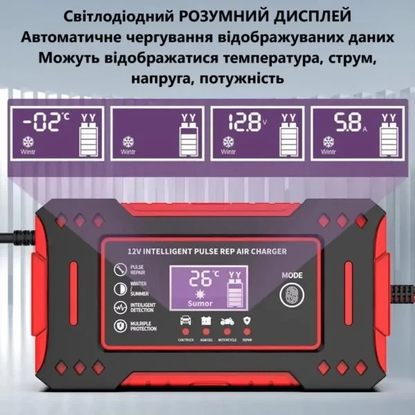 Автоматическое импульсное зарядное устройство для автомобильного аккумулятора 12V 6А - изображение 3