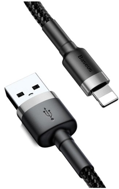 Кабель Baseus Cafule Cable USB For Lightning 2.4A 0.5m Gray+Black (CALKLF-AG1) - изображение 3