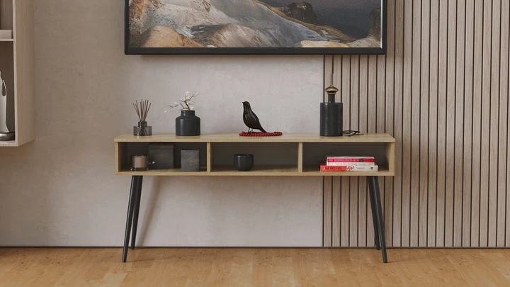 Тумба під телевізор Кентук Ferrum-decor 45x139x38 Чорний метал ДСП Дуб Сонома 16 мм (FRD-106730) - зображення 6