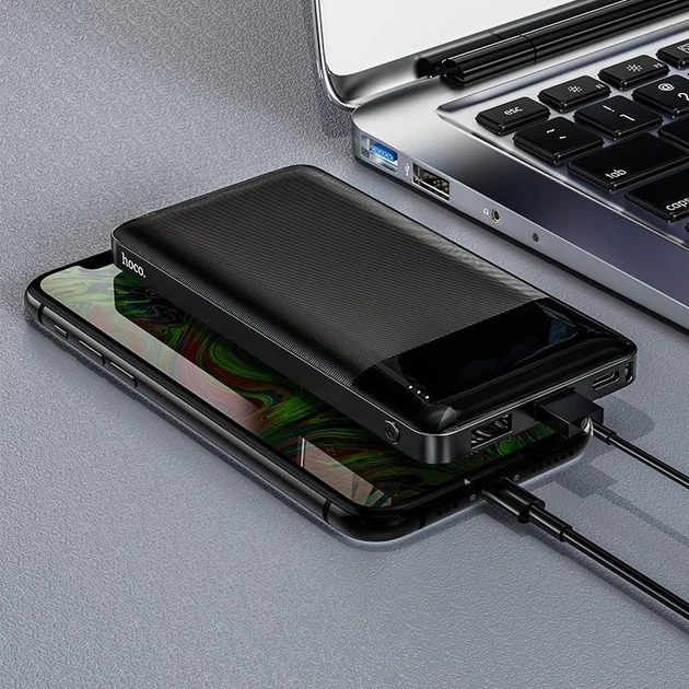 Павербанк Hoco J72 10000 mAh 15W 2USB/Type-C Портативний зовнішній акумулятор Power Bank Black - Фото 4 Павербанк Hoco J72 10000 mAh 15W 2USB/Type-C Портативний зовнішній акумулятор Power Bank Black - зображення 4