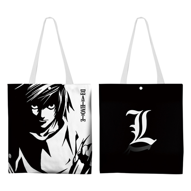 Шопер еко-сумка Зошит смерті Ел Лоулайт Death Note L 33 х 37 см двосторонній - Фото 1 Шопер еко-сумка Зошит смерті Ел Лоулайт Death Note L 33 х 37 см двосторонній - зображення 1