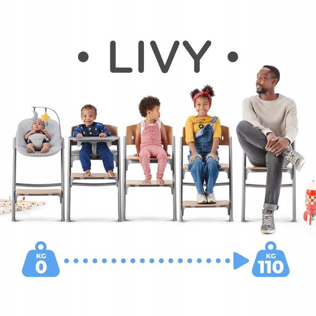 Дерев'яний стільчик для годування Kinderkraft Livy Oak з гойдалкою Calmee (5902533919031) - зображення 10
