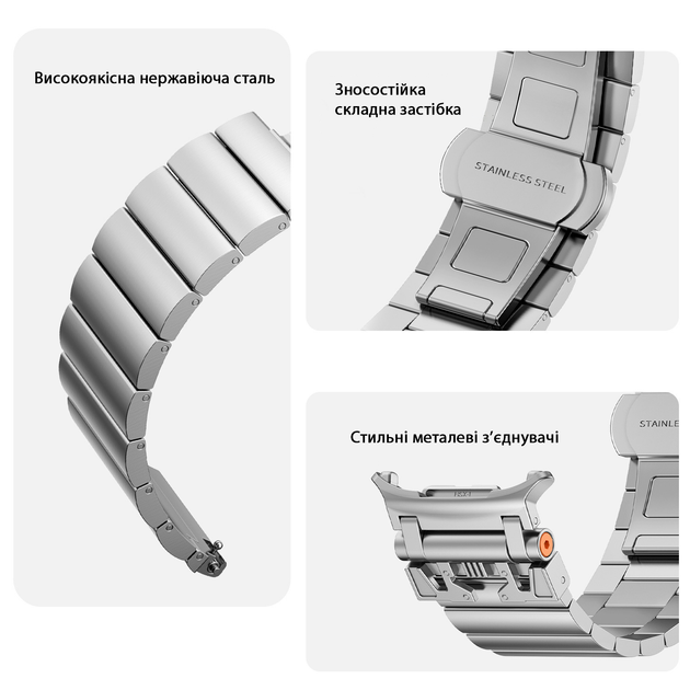 Металевий ремінець broband Armared Step для Samsung Galaxy Ultra - чорний + знімач ланок в подарунок - зображення 4