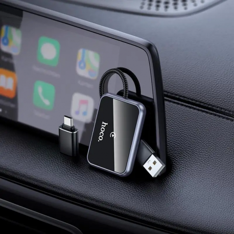 Адаптер Hoco HU1 Way car wireless CarPlay adapter Gray - Фото 5 Адаптер Hoco HU1 Way car wireless CarPlay adapter Gray - изображение 5