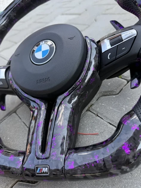 Руль из кованого карбону фіолетовий BMW M + Led екран F-Series F15 F16 F20 F21 F25 F26 F30 F31 F32 F34 F35 F36 - Фото 5 Руль из кованого карбону фіолетовий BMW M + Led екран F-Series F15 F16 F20 F21 F25 F26 F30 F31 F32 F34 F35 F36 - изображение 5