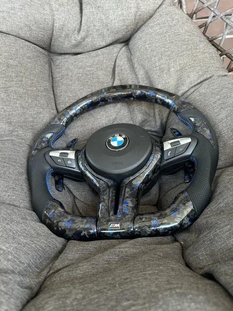 Кермо з кованого карбону синій BMW M + Led екран F-Series F15 F16 F20 F21 F25 F26 F30 F31 F32 F34 F35 F36 - зображення 6