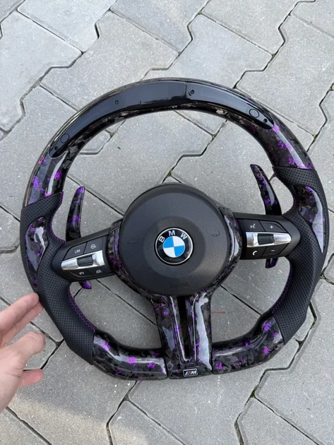 Руль из кованого карбону фіолетовий BMW M + Led екран F-Series F15 F16 F20 F21 F25 F26 F30 F31 F32 F34 F35 F36 - Фото 7 Руль из кованого карбону фіолетовий BMW M + Led екран F-Series F15 F16 F20 F21 F25 F26 F30 F31 F32 F34 F35 F36 - изображение 7
