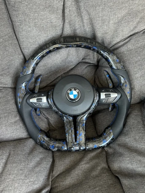 Кермо з кованого карбону синій BMW M + Led екран F-Series F15 F16 F20 F21 F25 F26 F30 F31 F32 F34 F35 F36 - зображення 8